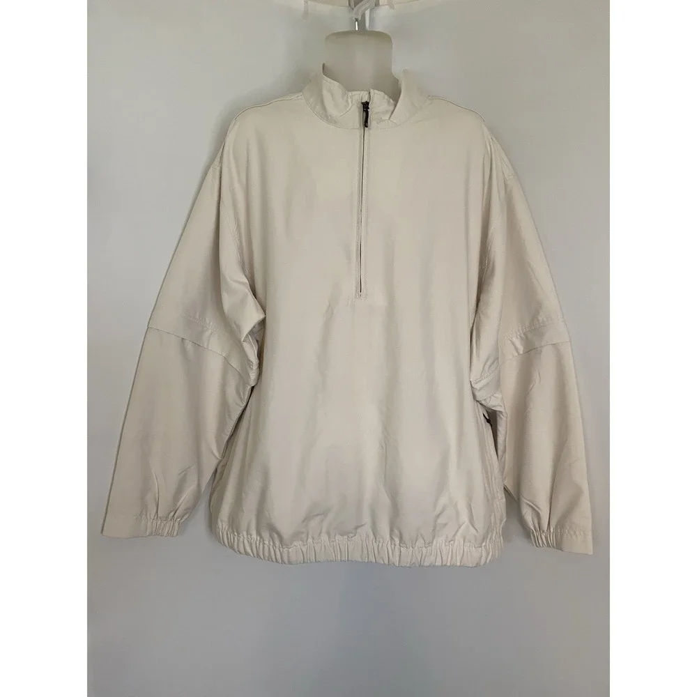 Cutter & Buck CB Windtek Half Zip Ivory Golf Jacket Men's 2XB/2TG Zipped Pockets